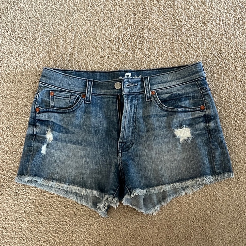 7 for all Mankind distressed jean shorts
